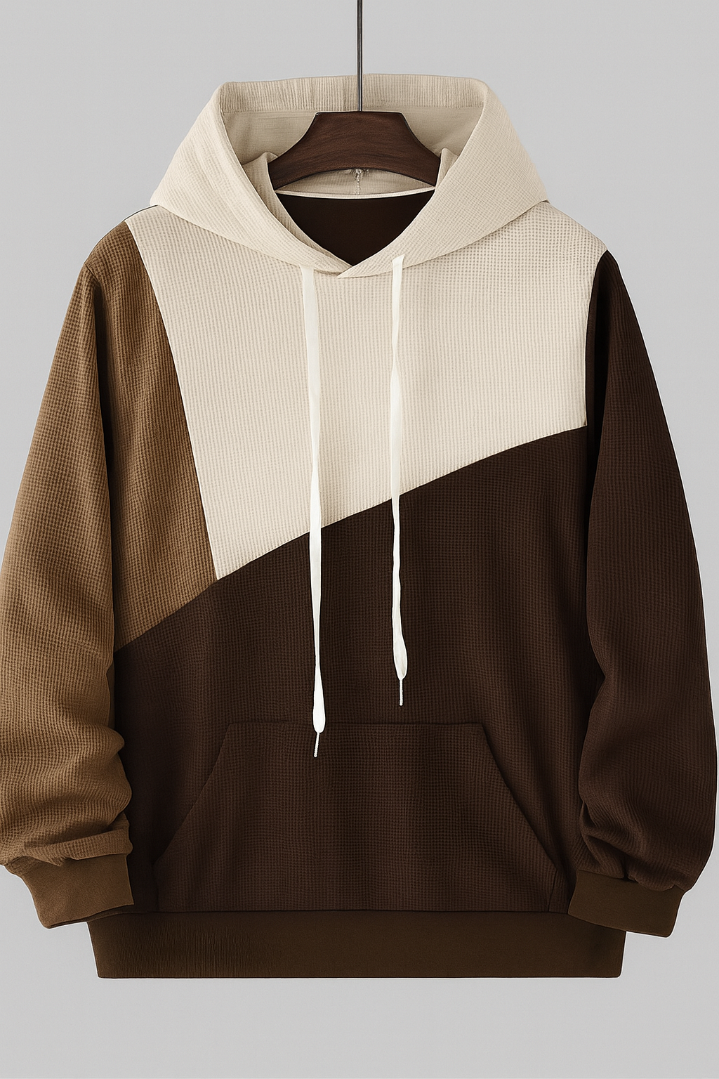 Earth-Tone Panel Hoodie – Cocoa & Beige Edition by ATLEST