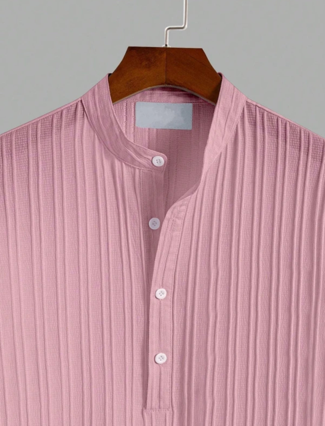 ATLEST Textured Mandarin Collar Half Sleeve Shirt – Rose Mauve