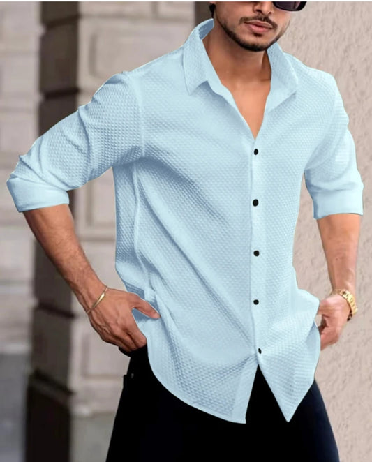 Mens Regular Fit Solid Casual Shirt by ATLEST