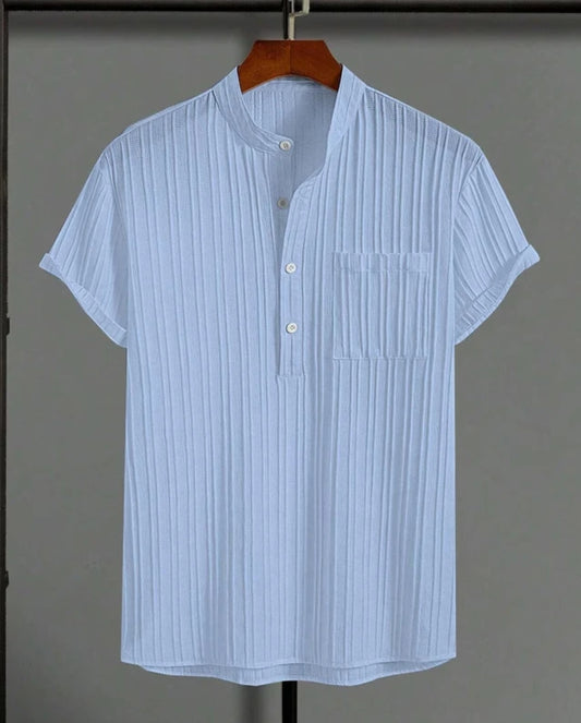 ATLEST Textured Mandarin Collar Half Sleeve Shirt – Rose Mauve