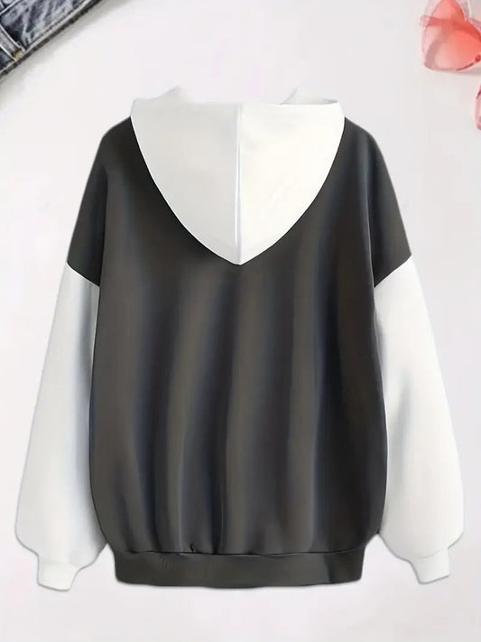 Two-Tone Contrast Hoodie – Black & White Edition