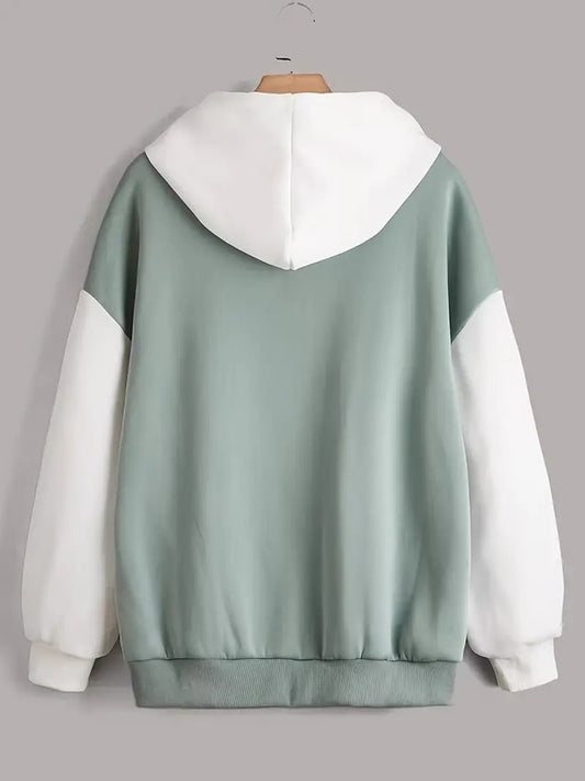 Two-Tone Contrast Hoodie – Gray & White Edition